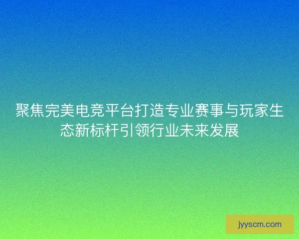 聚焦完美电竞平台打造专业赛事与玩家生态新标杆引领行业未来发展